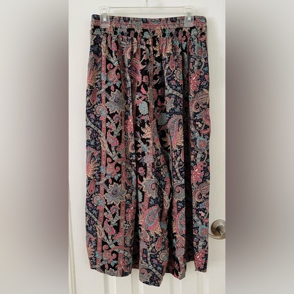 Vintage NY Clothing Co paisley pink black blue palazzo pant set- Size Large - Picture 8 of 13